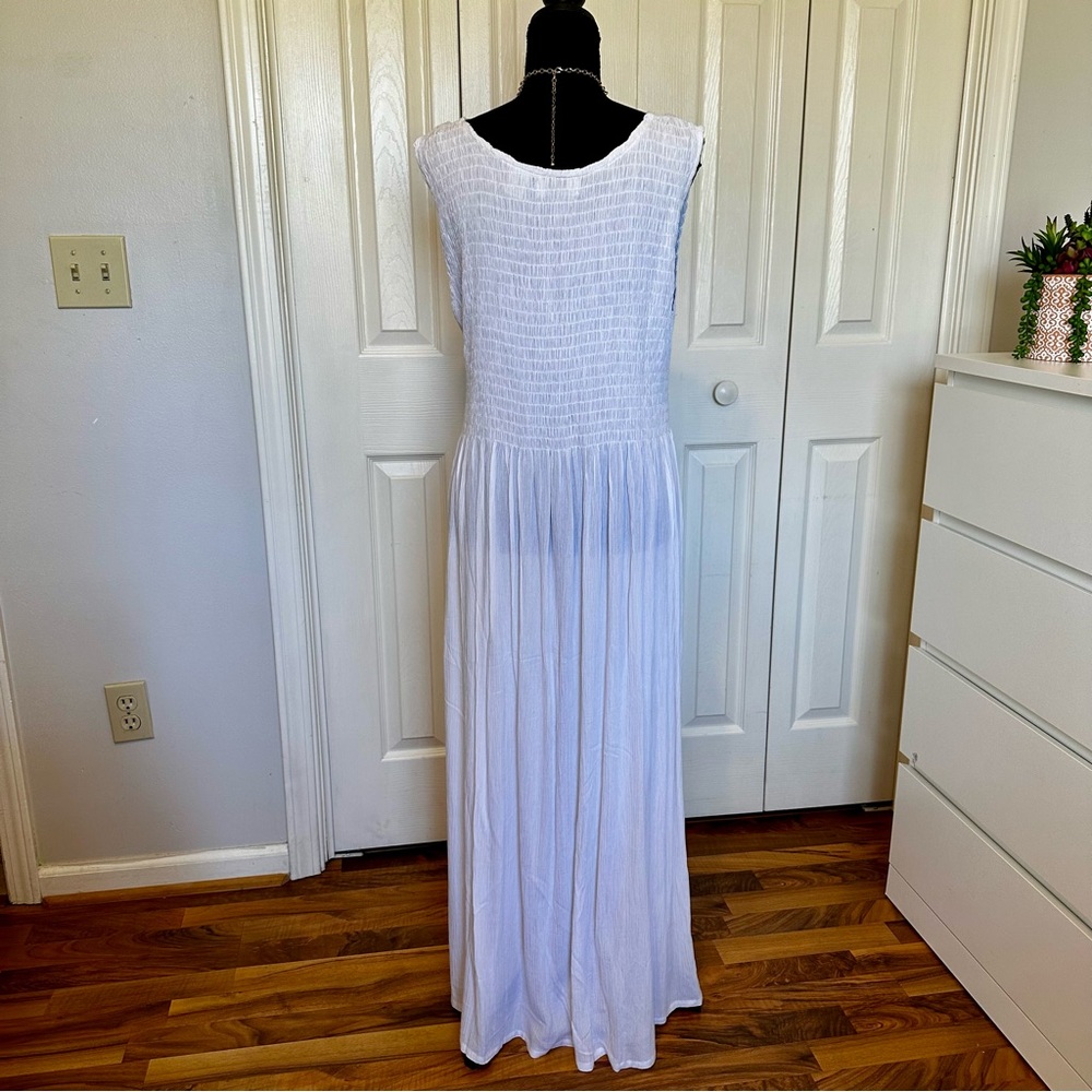 Dalin White Maxi Dress Sleeveless Smocked Bodice Cottagecore Size XL - Picture 2 of 8